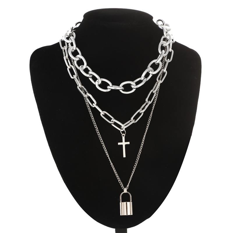 Men Accessories Neck Chain - FNQUFUJ Layered Grunge Aesthetic เครื่องประดับ Punk